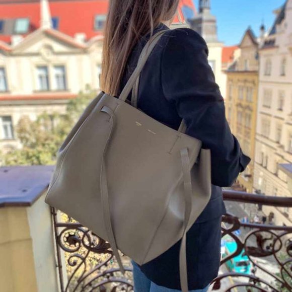 Celine Handbags - Celine Gray Brown Phantom Cabas Tote Bag